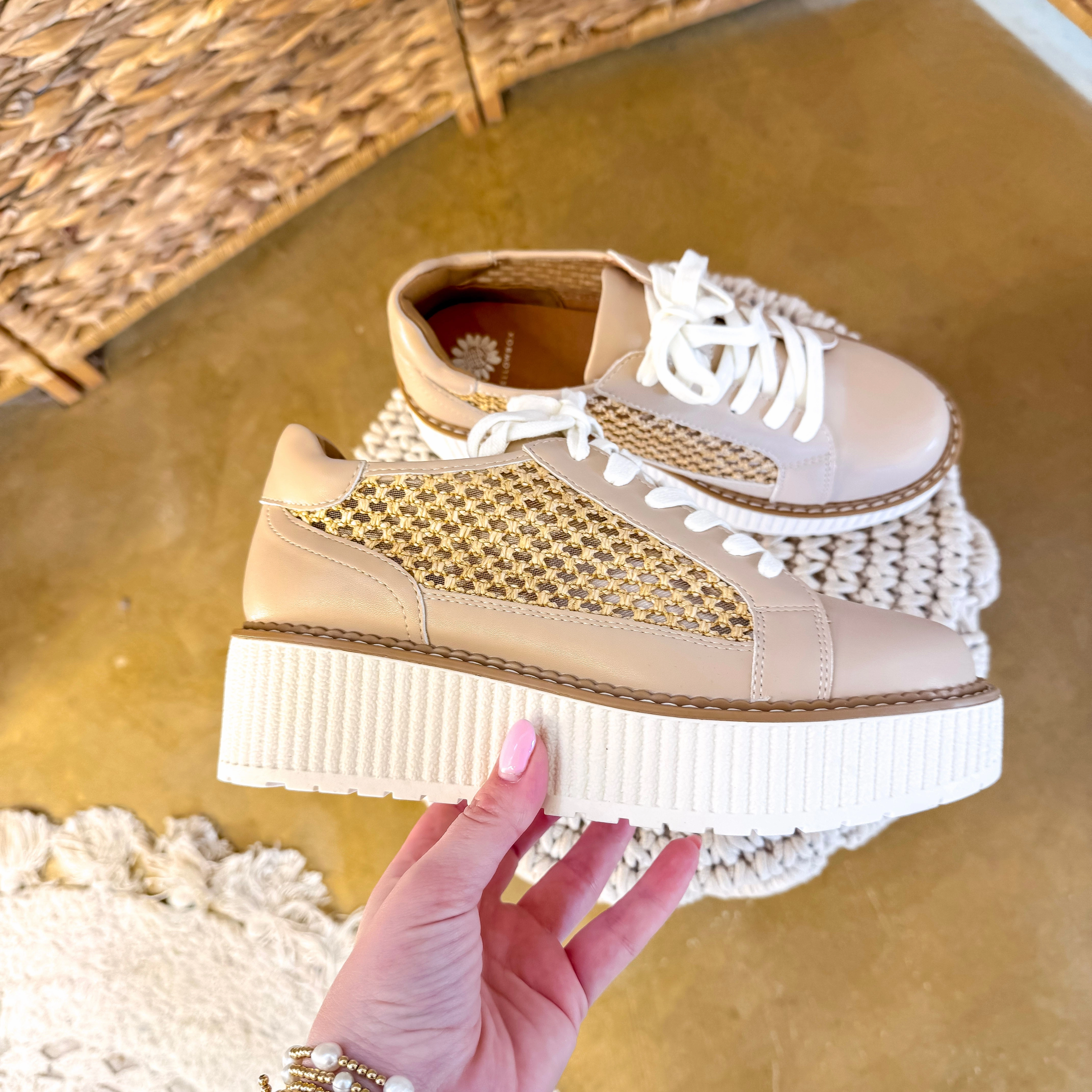 Jeremy Lin Sneakers Yellow Box | Mercer Mesh Flatform Sneaker in Natural