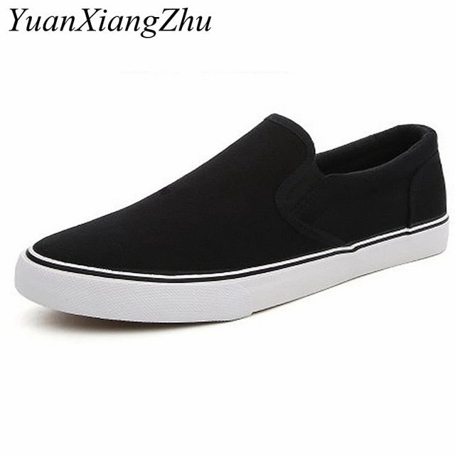 Driving Loafers Black White Solid Men Casual Shoes Simple Canvas Mens Loafers 2019 High Quality Anti-Slip Comfortable Vulcanized Shoes Man Flats