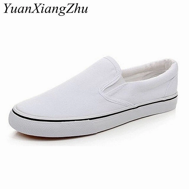 Black White Solid Men Casual Shoes Simple Canvas Mens Loafers 2019 High Quality Anti-Slip Comfortable Vulcanized Shoes Man Flats Real Alligator Loafers