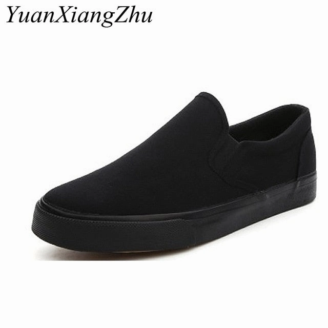 Chunky Heel Penny Loafers Black White Solid Men Casual Shoes Simple Canvas Mens Loafers 2019 High Quality Anti-Slip Comfortable Vulcanized Shoes Man Flats